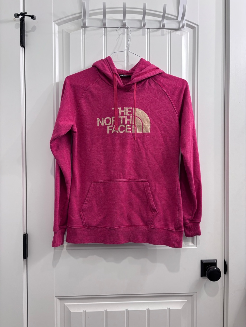 The North Face Hot Pink Pullover Hoodie with Gold Logo